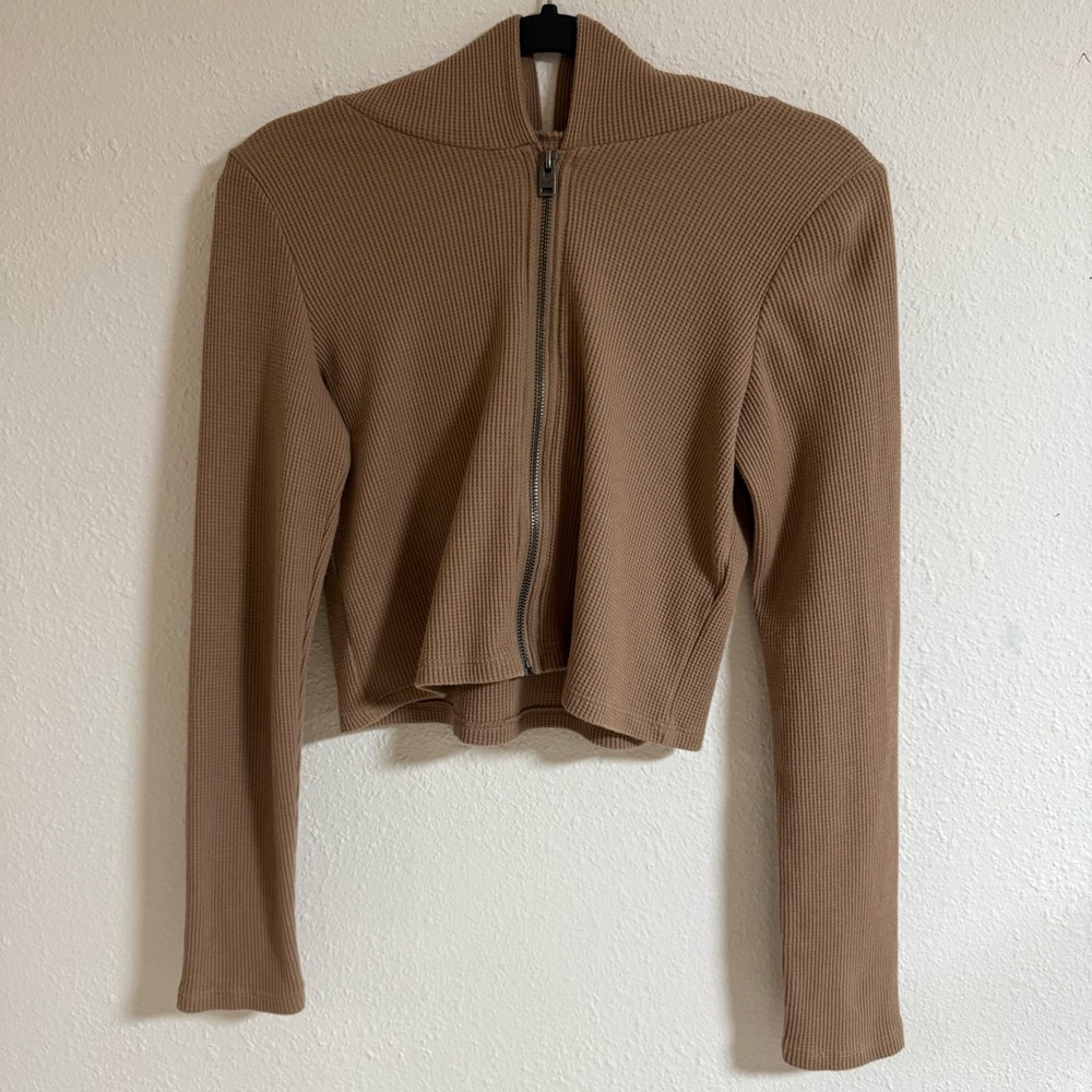 Hollister Women's Brown Zip-Up Sweatshirt